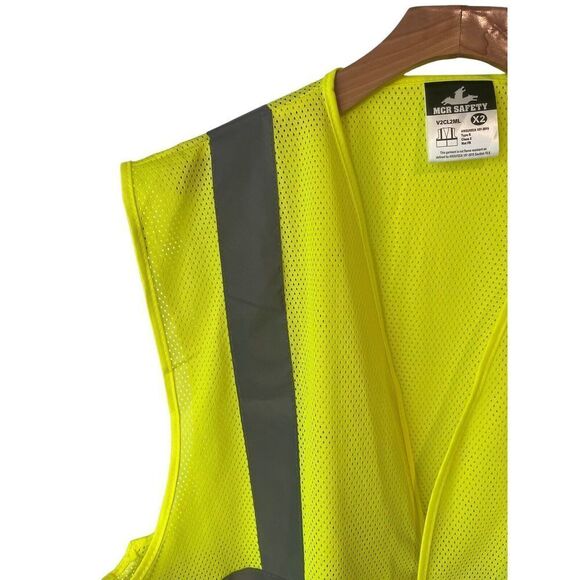Safety Vest MCR Safety Unisex 2X High Visibility Yellow Reflective Netted NEW - Picture 2 of 7